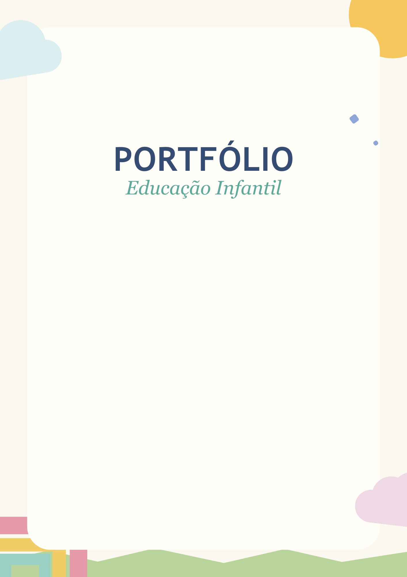 Capa de portfólio Educação Infantil coleção pastel