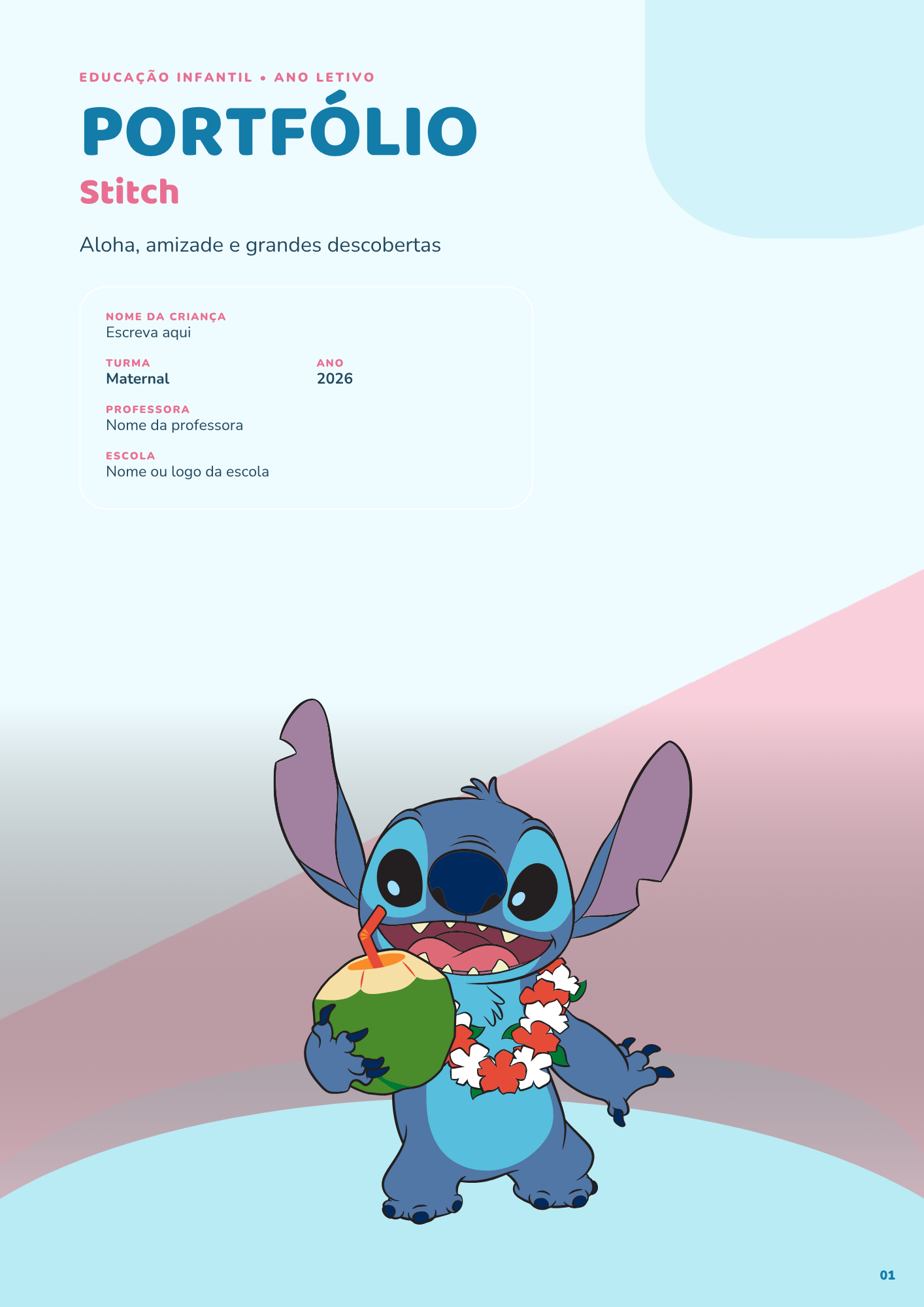 Capa de portfólio tema alienígena azul havaiano